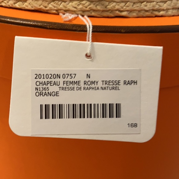 Hermes  chapeau Rafia hat with orange silk